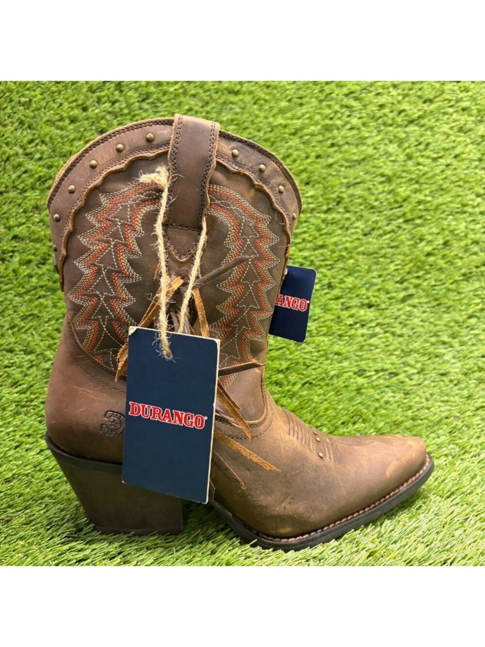 Durango Crush Womens Size 7 Brown Cowgirl Western Snip Toe Zip Up Fashion Boots